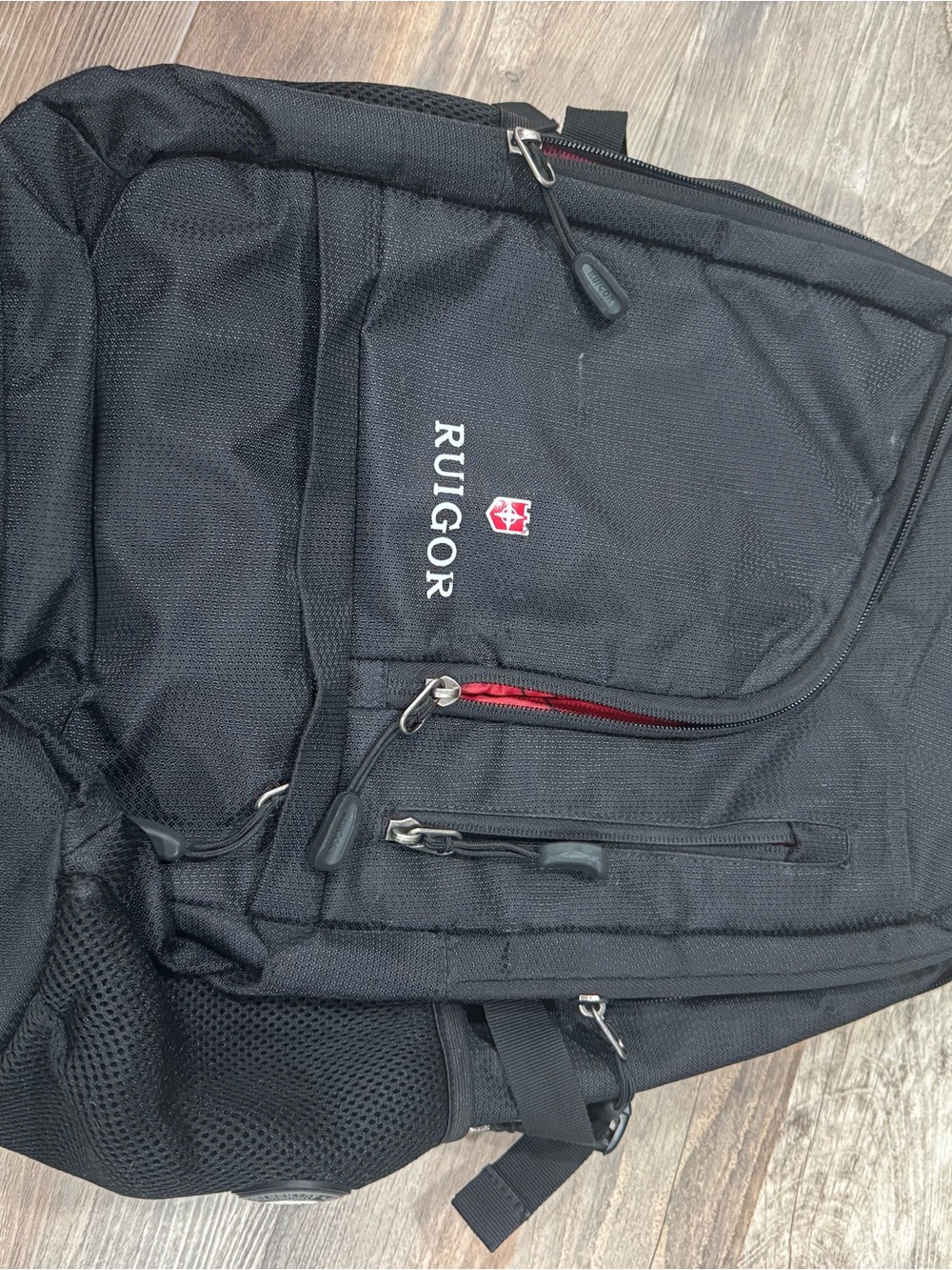 Black Backpack with Red Accent Zipper